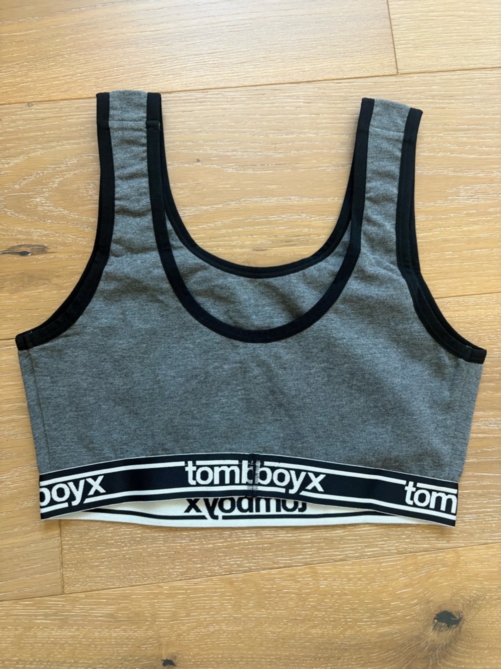 TomboyX Essentials Soft Bra Size Small Charcoal Logo - Picture 3 of 6